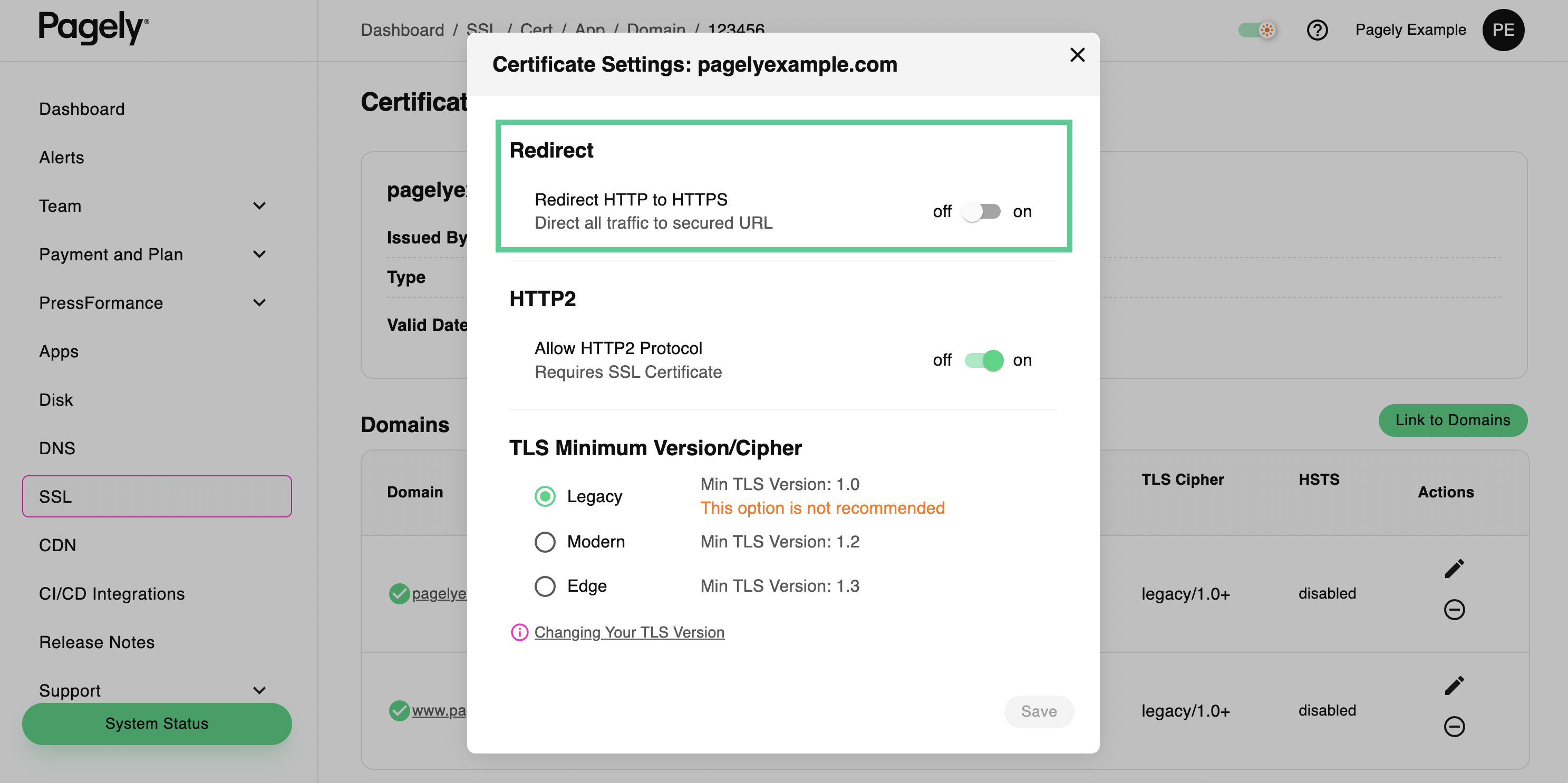 Atomic SSL settings redirect to HTTPS