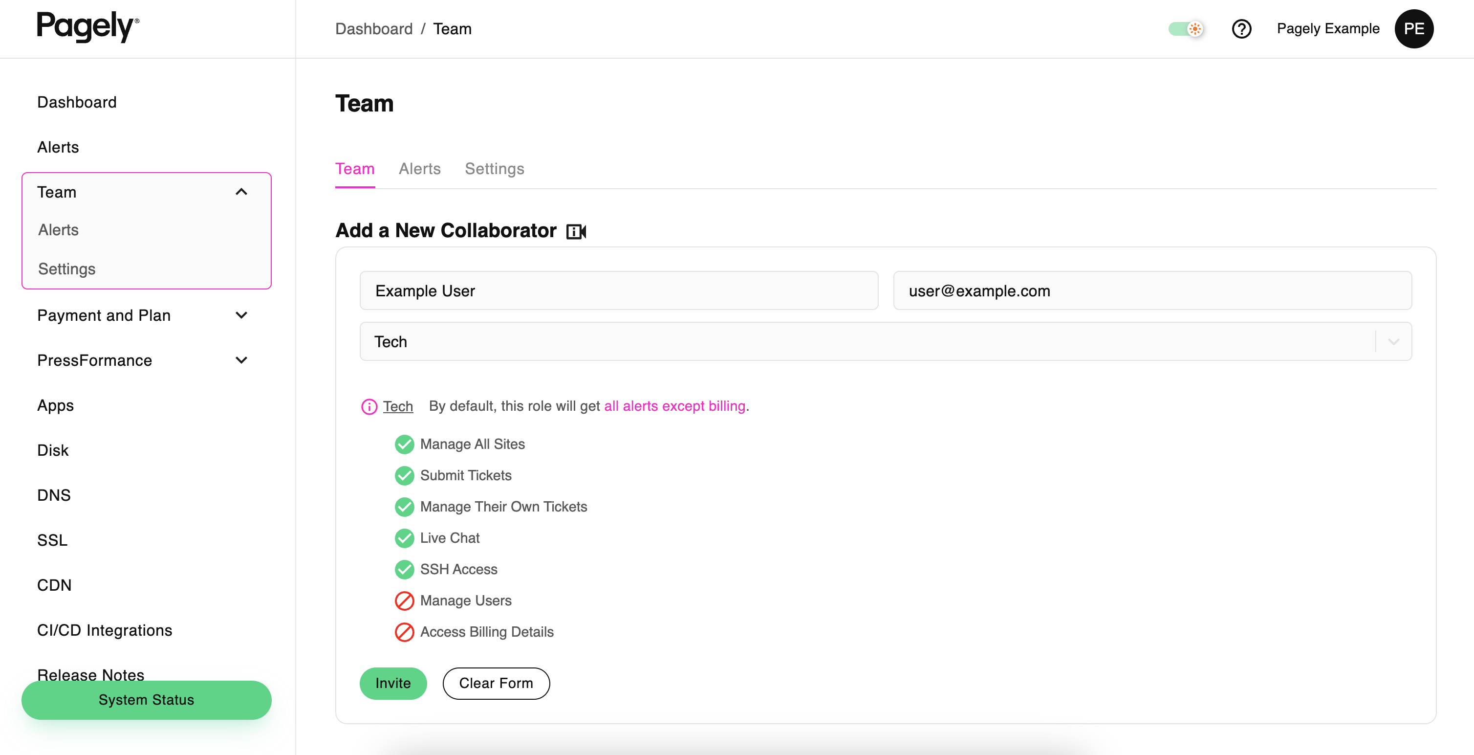 Screenshot: add new collaborator fields filled